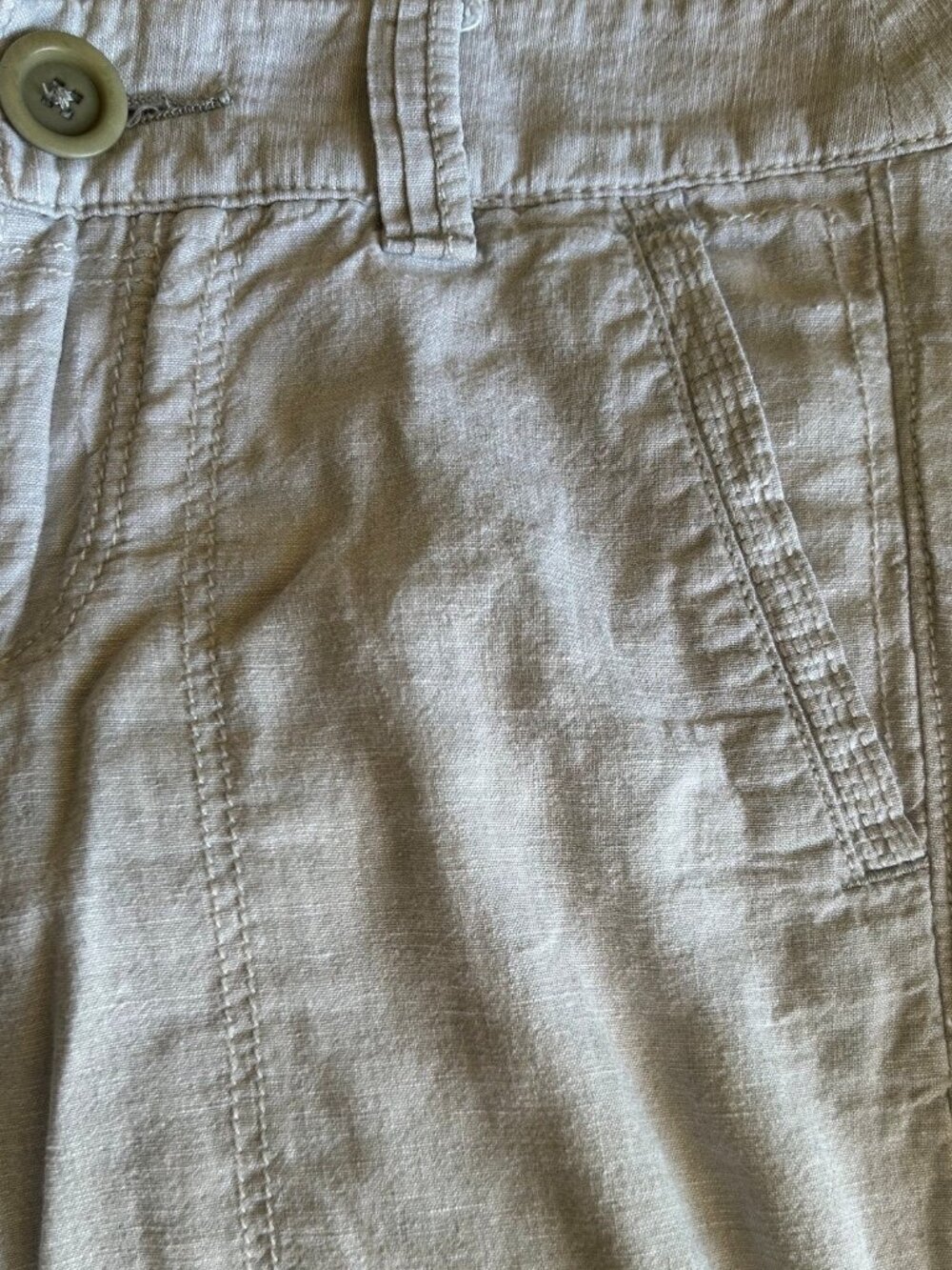ANTHROPOLOGIE Pilcro Linen Blend Natural Relaxed Wide Leg Pants Size 0 EUC - Picture 6 of 9